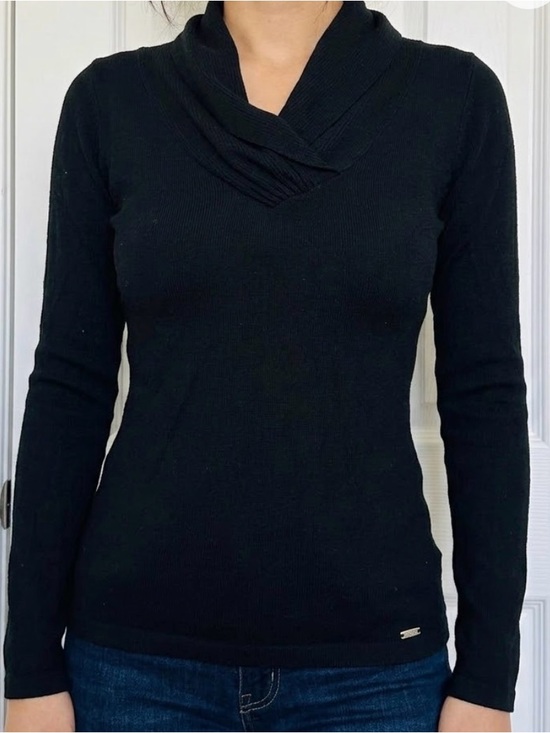 Guess Sweaters - Guess Black Ribbed Cowl Neck Sweater